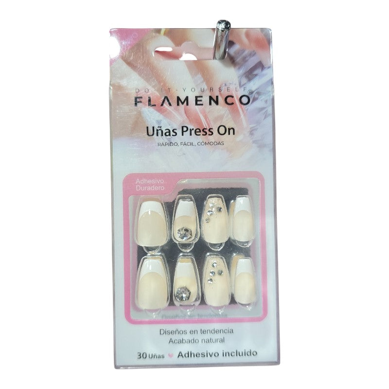 Uñas Press On Flamenco 30 Piezas