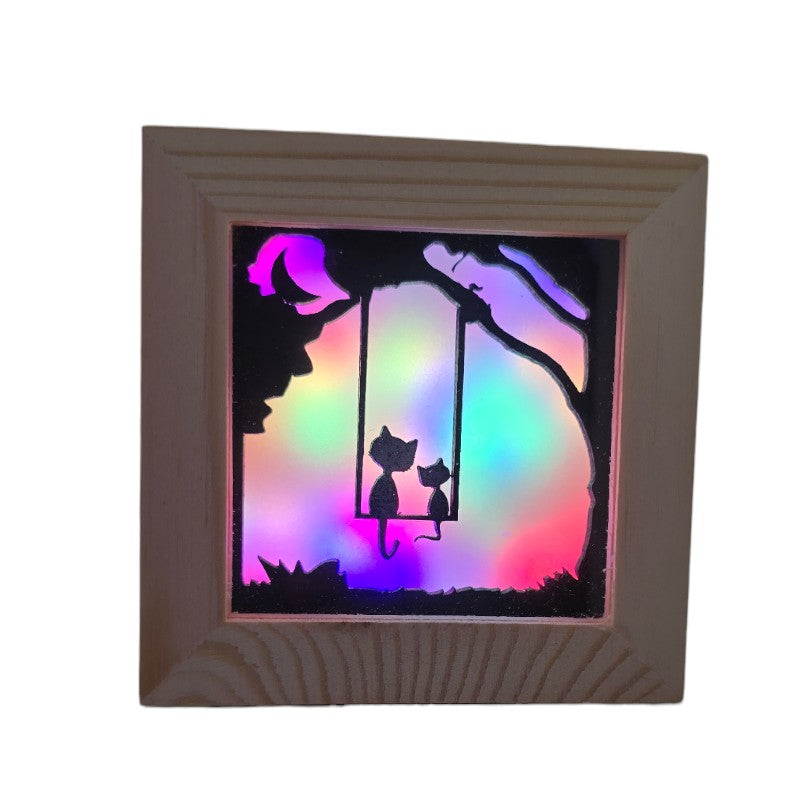 Lámpara LED RGB Gatitos en el Columpio