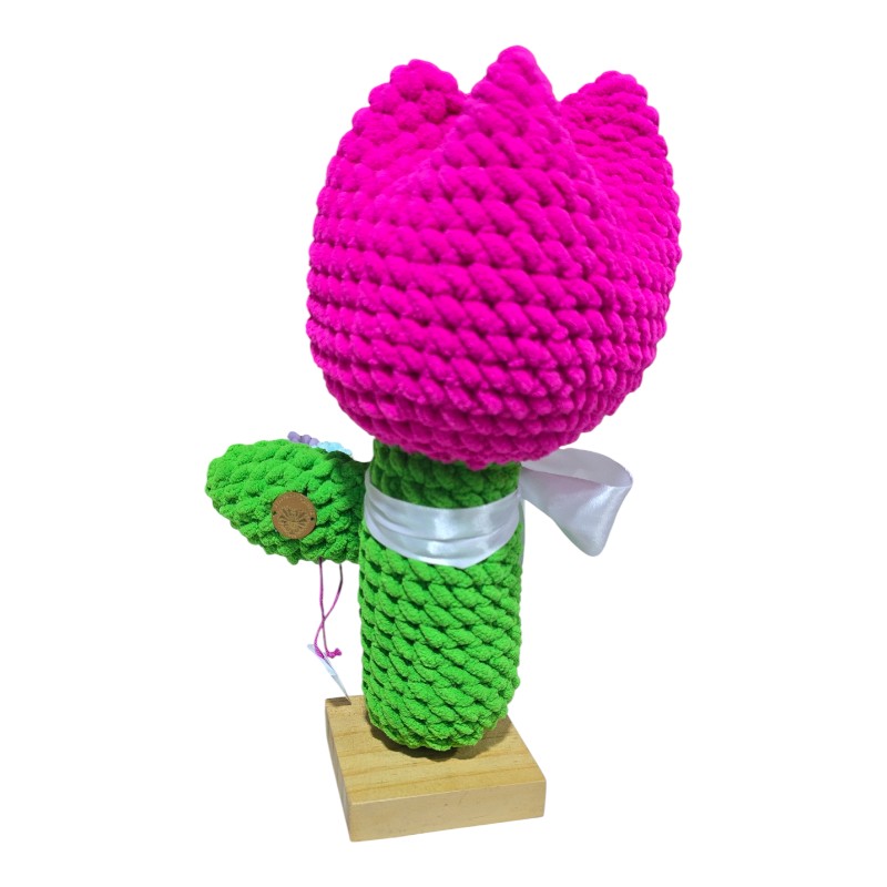 Maxi Tulipán Fucsia – Decoración Artesanal de Crochet