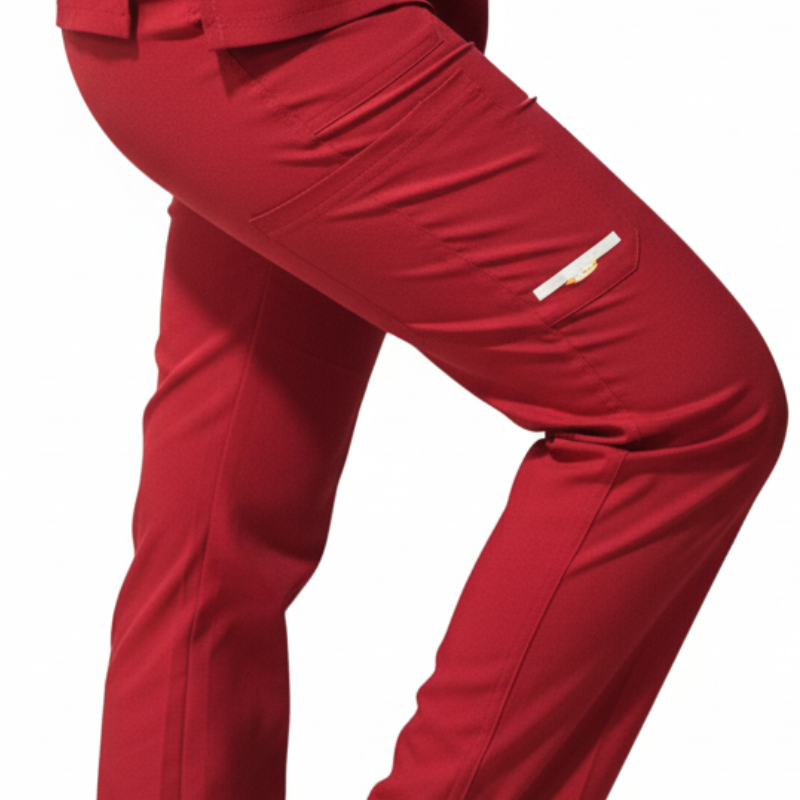 Pantalón Clínico Mujer – Diseño Moderno, Flexible y Profesional (Rojo)