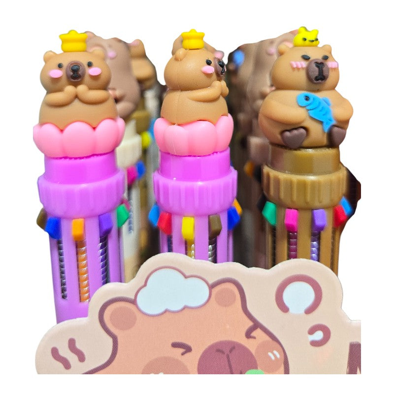 Lápiz Multicolor Capibara – Punta Retráctil con Diseño Kawaii