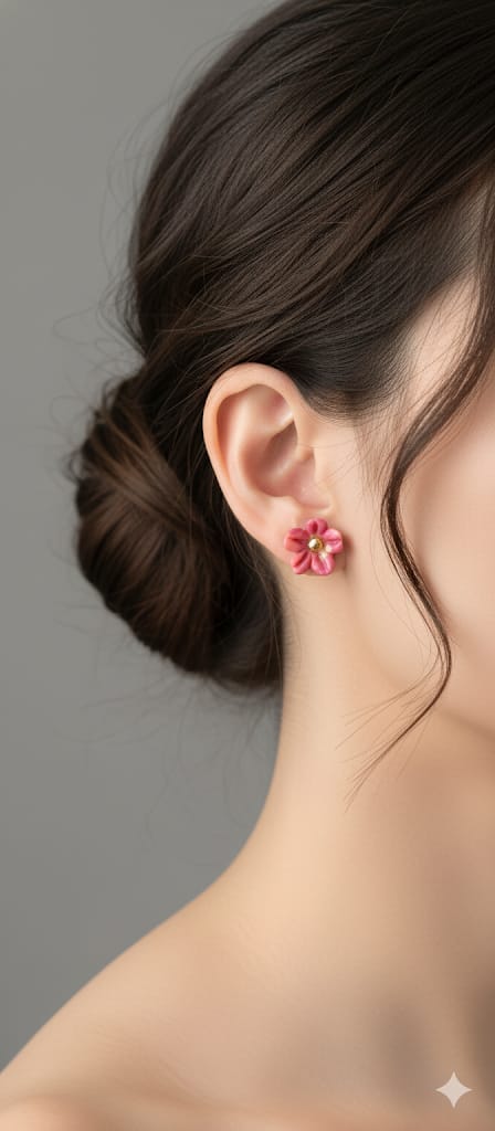 Aros flor rosada mini