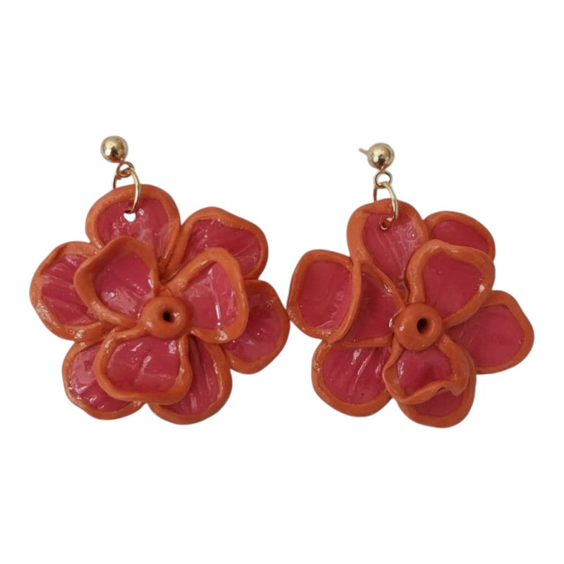 Aros Flor Coral & Naranjo Statement – Kwita