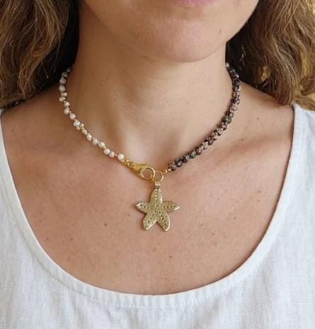 Collar Perlas de Río y Arte Cloisonné (53 cm) Kwitas Joyas