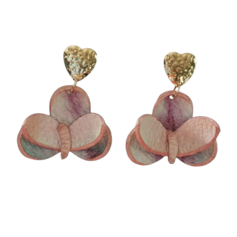 Aros mariposa tonos rosados