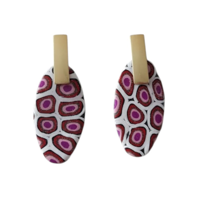 Aros óvalo diseño geométrico morado